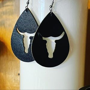 Hand Crafted Leather Cow Earrings